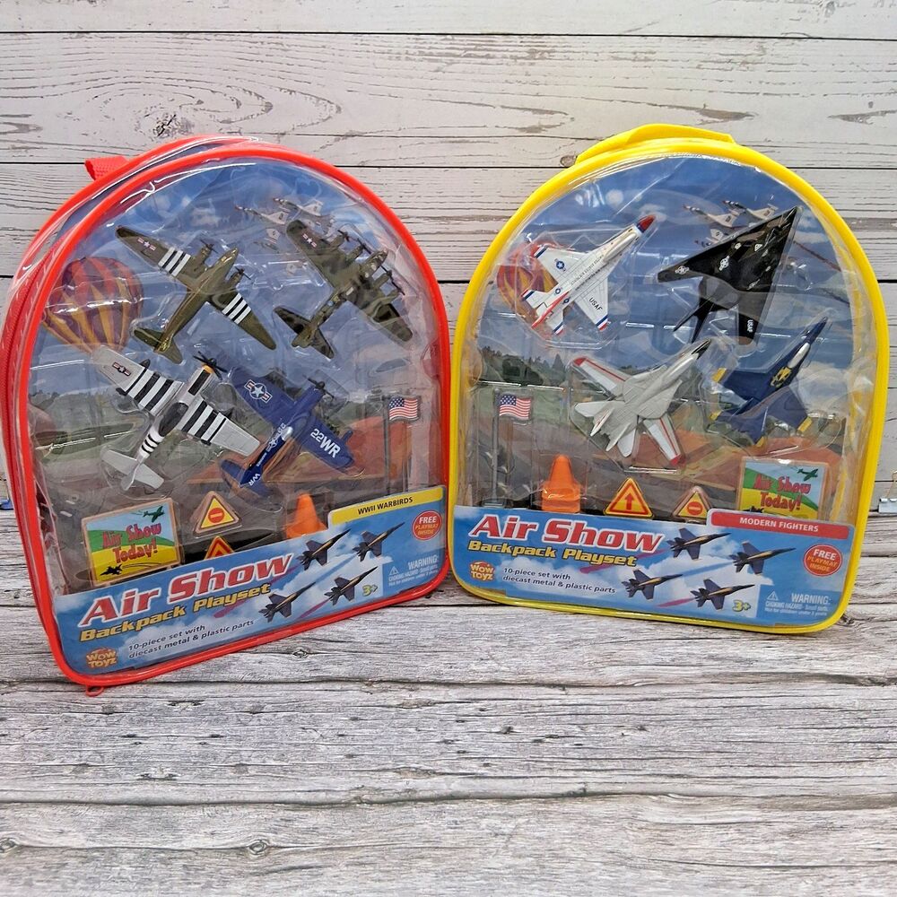 WWII Warbirds & Modern Fighters Air Show Kids Backpack Playset WoW ToyZ "NEW"